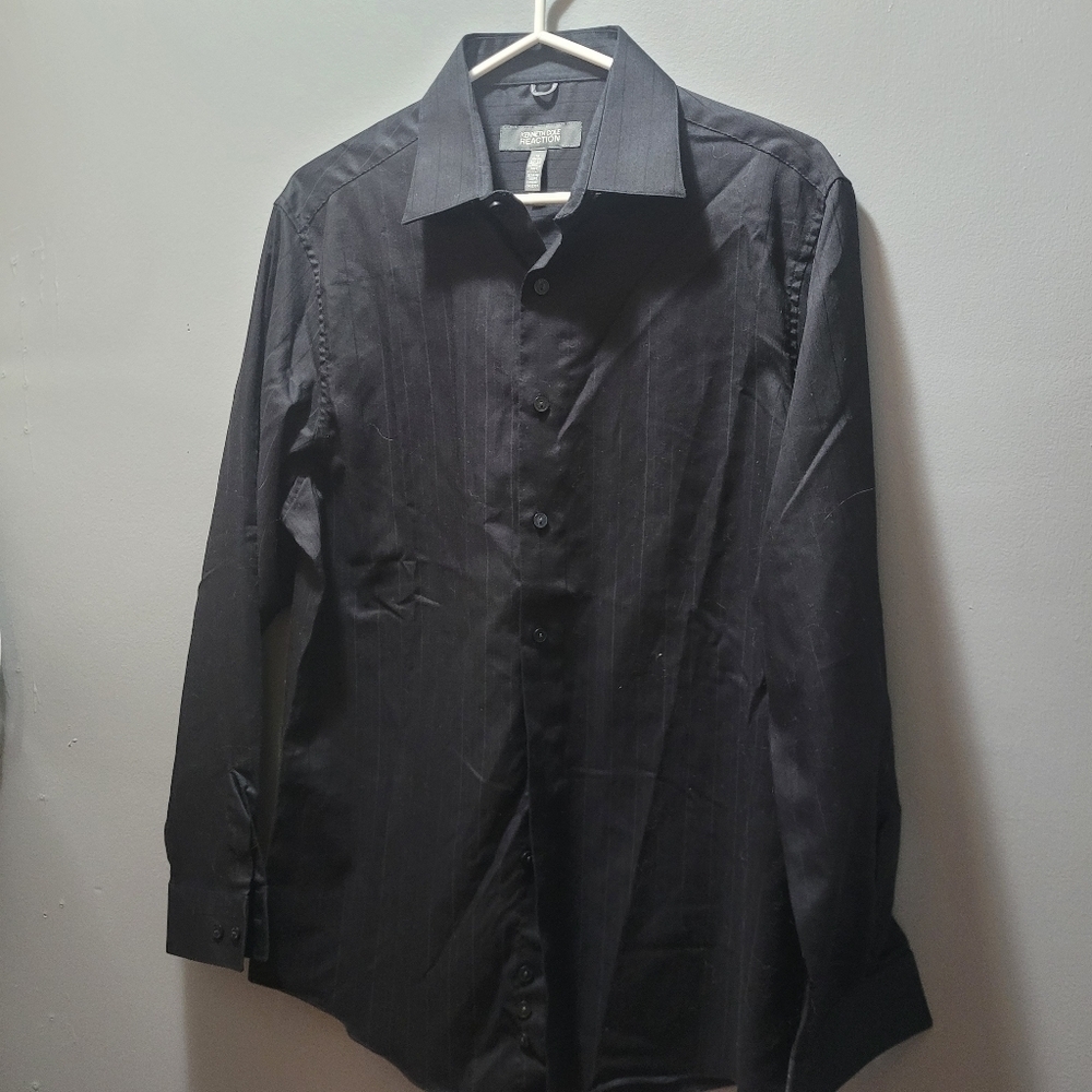 Kenneth Cole Mens Black Slim Fit Shirt Size M